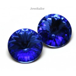 NEW! 2 Swarovski Crystal (1122) Sapphire Foiled Rivoli Stones 12mm ~ Ideal For Frames & Embellishments 
